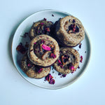 Raw Almond Oat Cookies with Caramel, Rose & Cardamom (Vegan & GF)